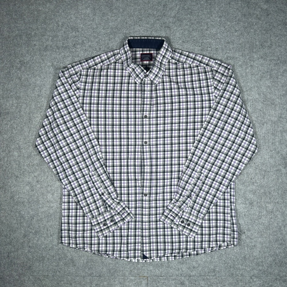 UNTUCKit Button Down Shirt Mens XL Purple Cecio Plaid Cotton Casual Long Sleeve